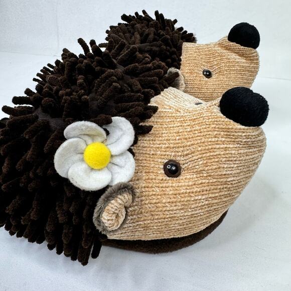 Aroma Home Brown Hedgehog Animal Fuzzy Slippers Adult Womens Large Up to 10 - Picture 3 of 8